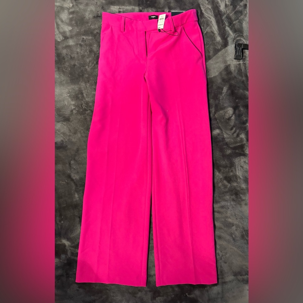 Express women’s for Long editor relaxed trouser of mid rise, hot pink